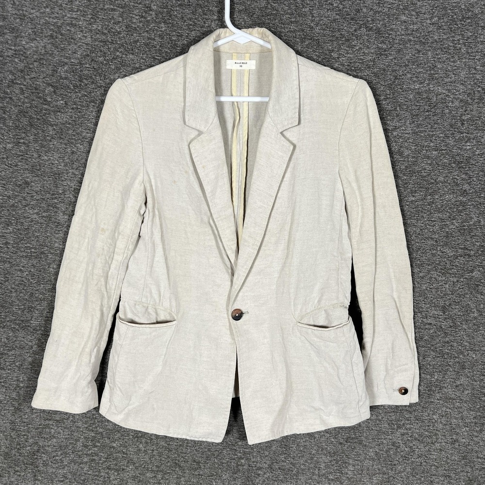 Billy‎ Reid Blazer Mens XS White Linen Viscose One Button Sport Coat Made Italy